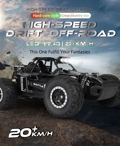 RC Car 2.4Gh Model With LED Lights 2WD High Speed Off-road Remote Control Climbing Vehicle Outdoor Cars Drift Kid Toys Boys Gift