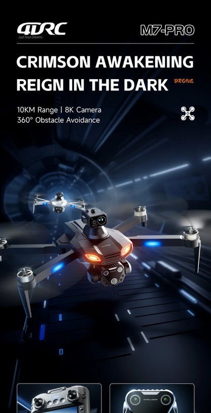M7 Mini Drone Professional GPS 8K HD Camera Drones 5G WIFI FPV Video 4k UAV 4.5 inch large screen remote control RC Dron