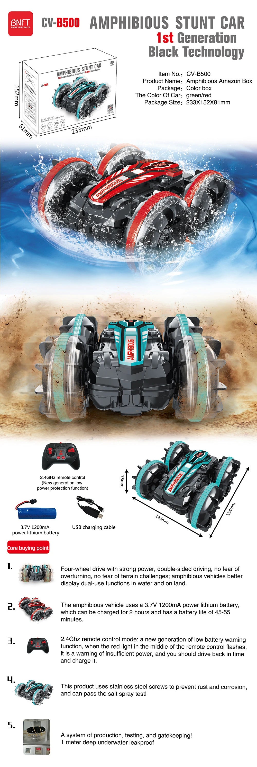 Amphibious RC Car Remote Control Stunt Car Vehicle Double-sided Flip Driving Drift Rc Cars Outdoor Toys for Boys Children's Gift