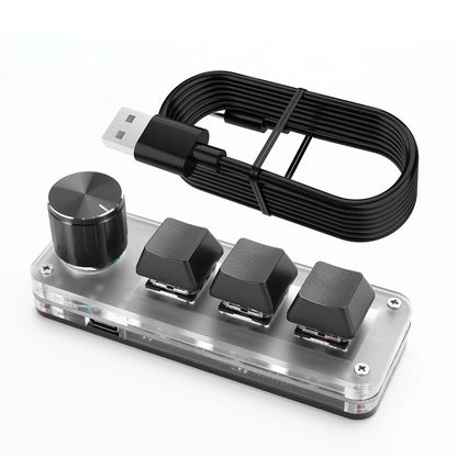 3 Key 1 Knob/4 Key Mini Mechanical BT Keyboard RGB Wired USB Mechanical Macropad Red Switches for Gamers/Designers/Video Editor