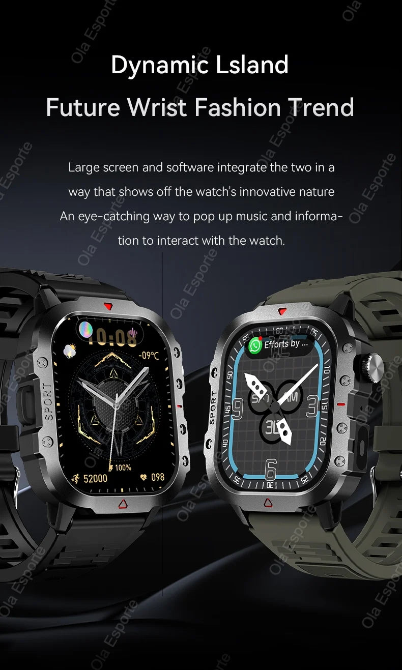 2025 New Military Smart Watch Men Outdoor 2.01" Al Voice Bluetooth Call Smartwatch Surprise Gift Outdoors For Android & IOS Male