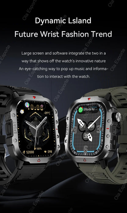 2025 New Military Smart Watch Men Outdoor 2.01" Al Voice Bluetooth Call Smartwatch Surprise Gift Outdoors For Android & IOS Male