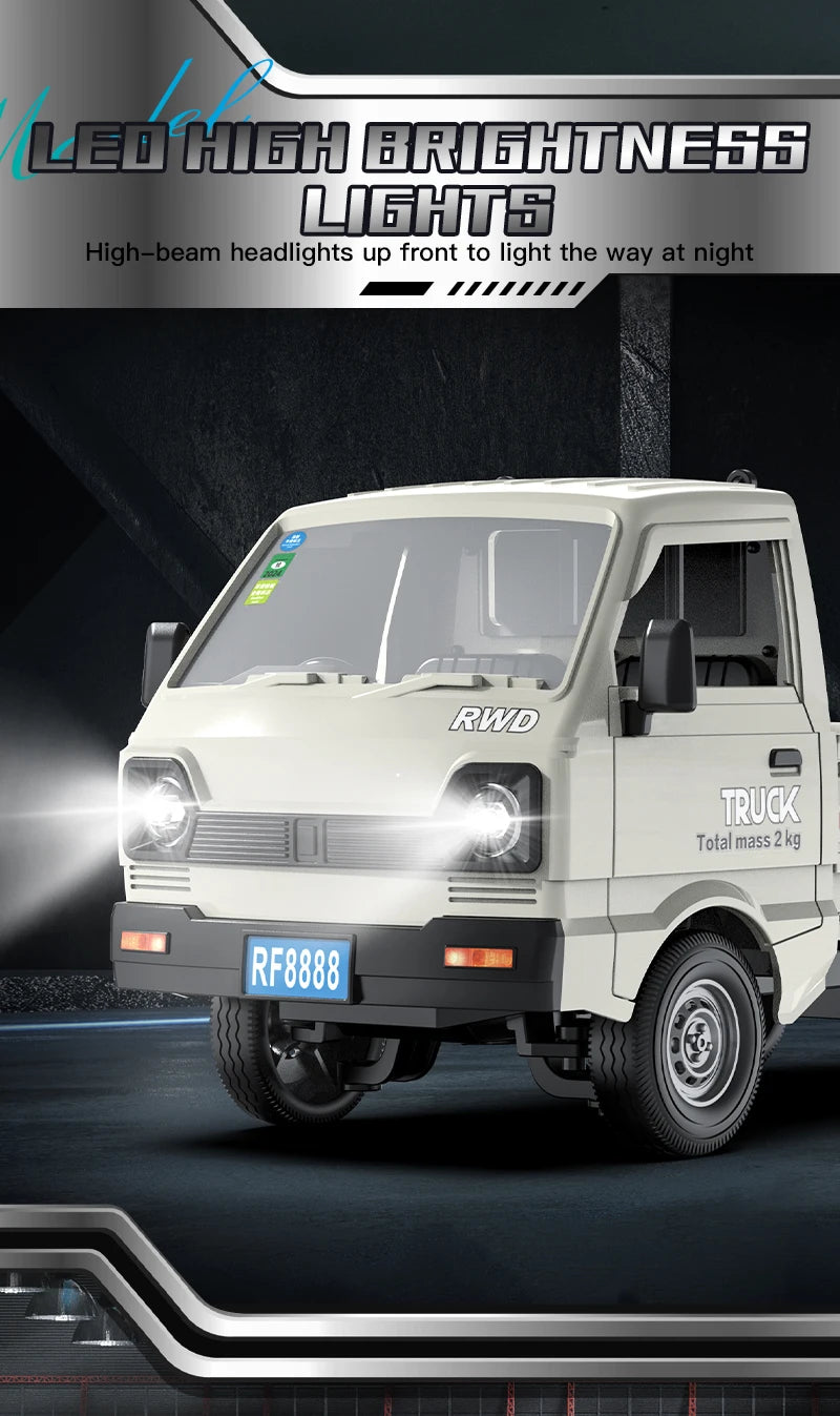 RC Truck 1:16 2.4GHZ RC Car Simulation Drift Climbing Truck With Spray and LED Lights RC Electric Truck Model Boy's Toys Gifts