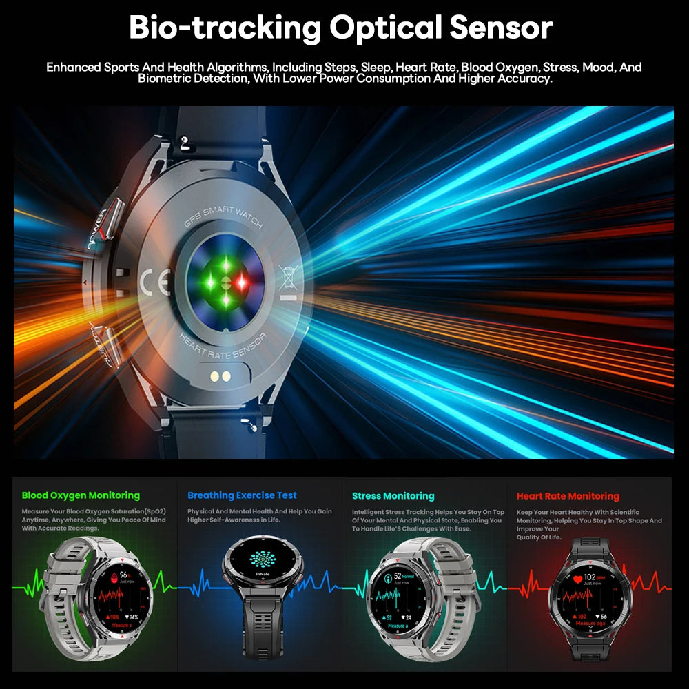 GPS Smartwatch Men 1.43" AMOLED 10ATM Waterproof Bluetooth HD Call Compass Altitude Barometer Multi Sport Mode Smart Watch