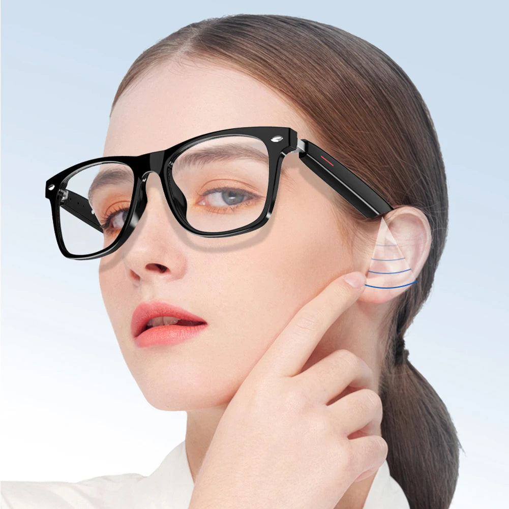 Smart Glasses with Touch Control and Bluetooth Connection Ideal for Listening to Wireless Earbuds and Using Smartwatch Features