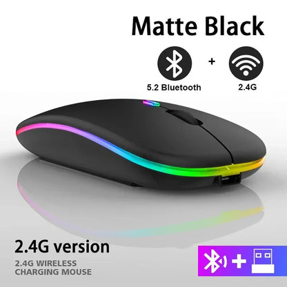 New Gaming Mouse Wireless Bluetooth Dual Mode Silent Rechargeable USB 2.4G DPI 1600 Optical Ergonomics Suitable for Laptops