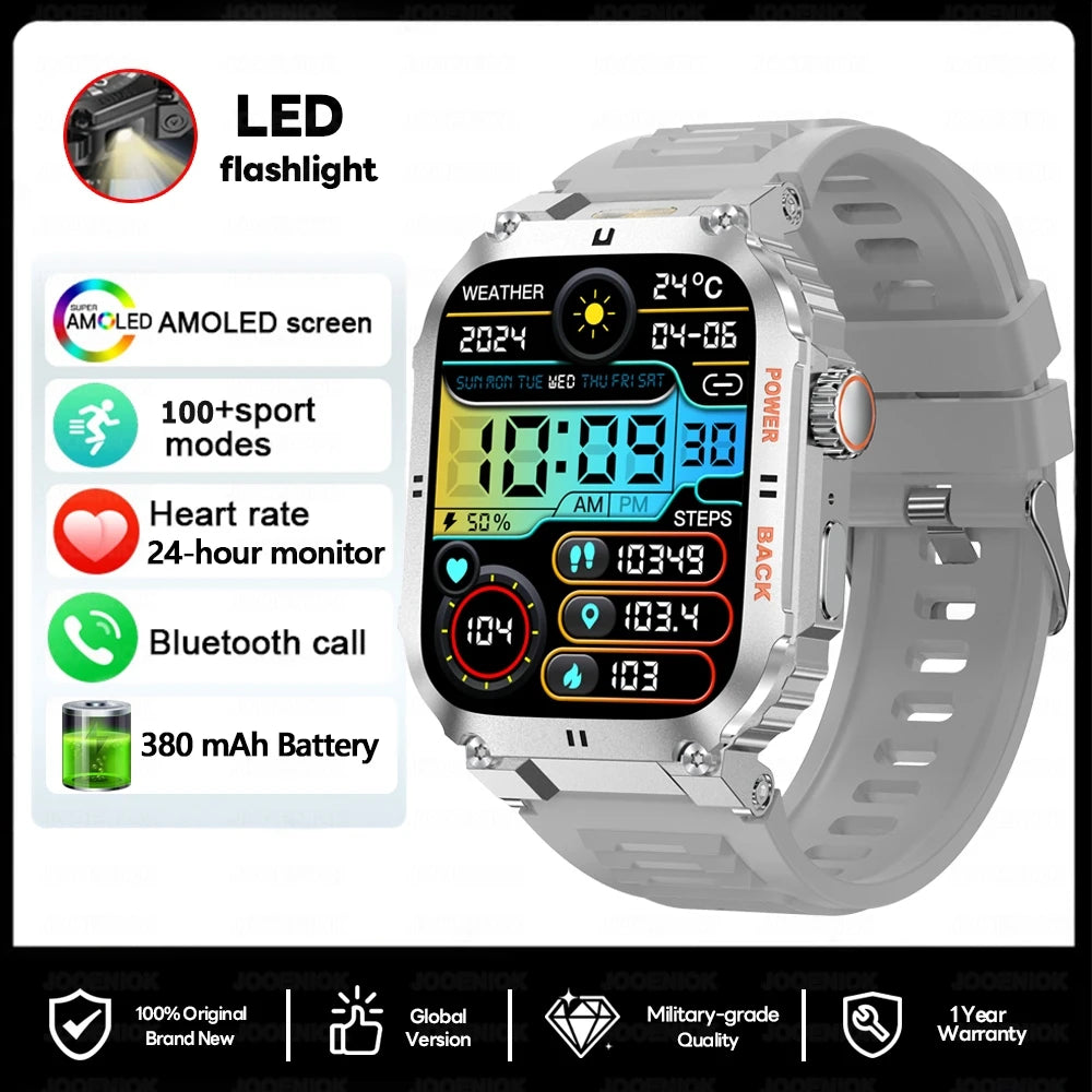 Men's Outdoor Sports Bluetooth Call Smart Watch 1.91 Inch Full Screen Touch Flashlight 110+ Sport Mode Smartwatch 2025 New