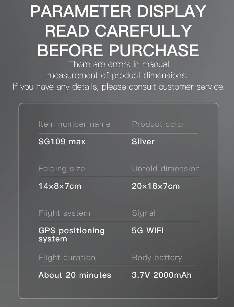 Professional SG109 MAX GPS Drone 8K Camera Aerial FPV Brush Avoiding Obstacle with Large Screen Remote Control Folding Dron