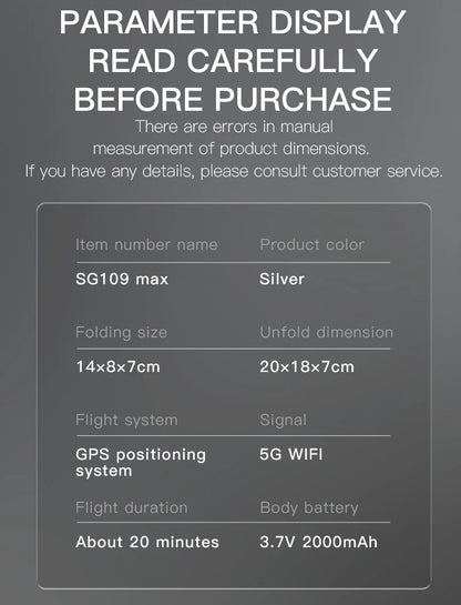 Professional SG109 MAX GPS Drone 8K Camera Aerial FPV Brush Avoiding Obstacle with Large Screen Remote Control Folding Dron