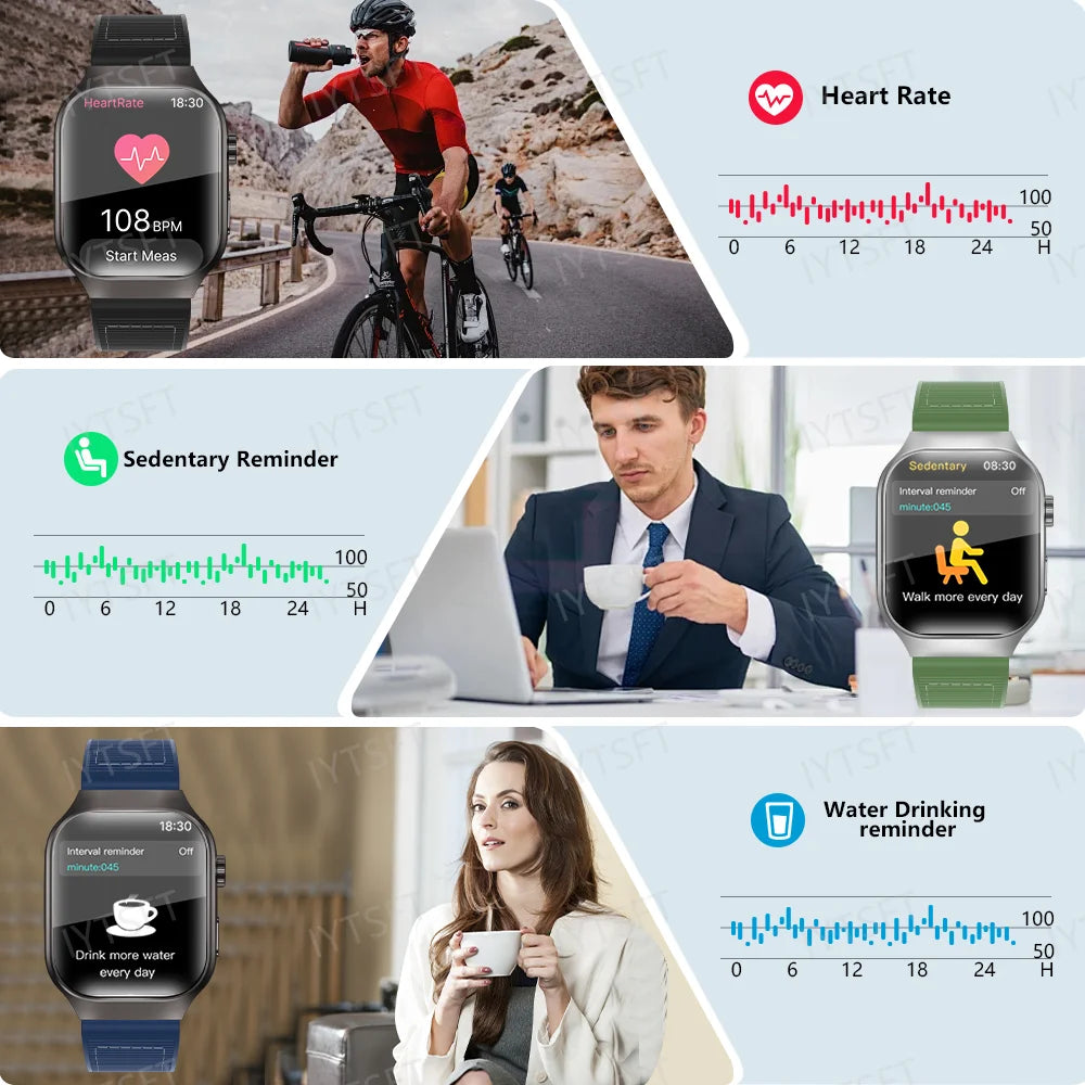 LAXASFIT New Curved Screen Women's Smart Watch 2.01'' AMOLED HD Touch Screen Bluetooth 5.3 Voice Call Men's Fitness Smart Watch