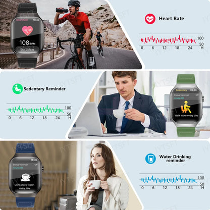 LAXASFIT New Curved Screen Women's Smart Watch 2.01'' AMOLED HD Touch Screen Bluetooth 5.3 Voice Call Men's Fitness Smart Watch