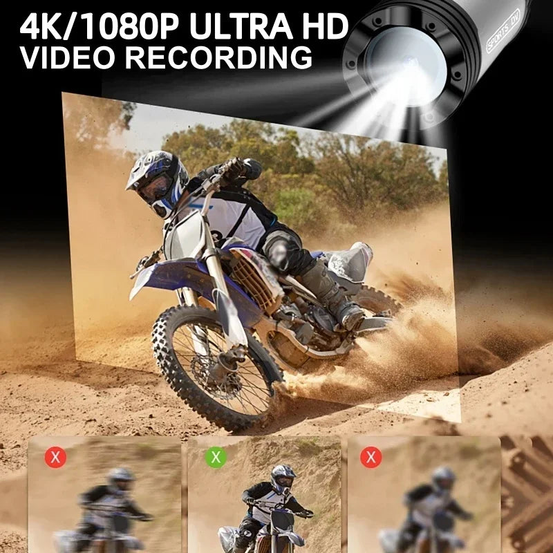 Anti Shake Shotgun Camera 4K 1080P Outdoor Hunting Camera Sport DV WiFi Motorcycle Bike Helmet Camera Action Cam With Flashlight