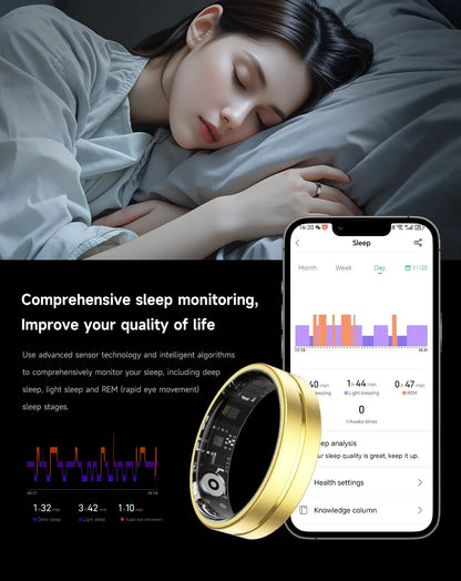 Smart Health Ring Comprehensive Monitoring Elegant Design Multi-Functional Sports Tracker IP68 Waterproof Rings for Women Men