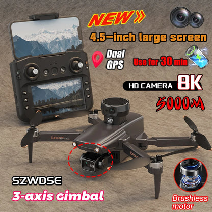 jjrc M105 3-axis Gimbal Screen Control relay version 4.5inch Remote Control Folding GPS Drone Brushless Obstacle Avoidance 8K HD