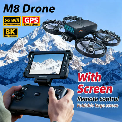 For Xiaomi M8 Drone 4K Professional Dual Camera with Screen 5G WIFI FPV Dron Brushless Optical Flow Hover Folding GPS Quadcopter