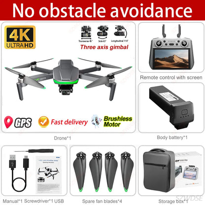 S155 MAX GPS Drone Professional 4K Camera 7.2-inch Touch Screen 3-Axis Gimbal EIS Relay Aircraft Obstacle Avoidance Dron Toy
