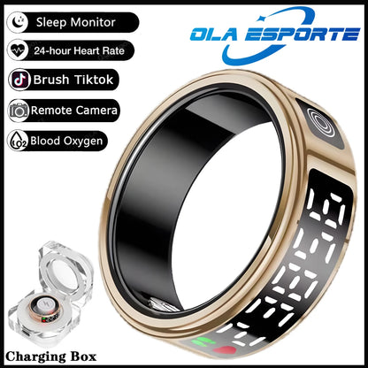 2025 Smart Ring with Display Screen and Touch, Wireless Charging, Health Manager, 5 ATM Waterproof For Men Women Rings R12 R11
