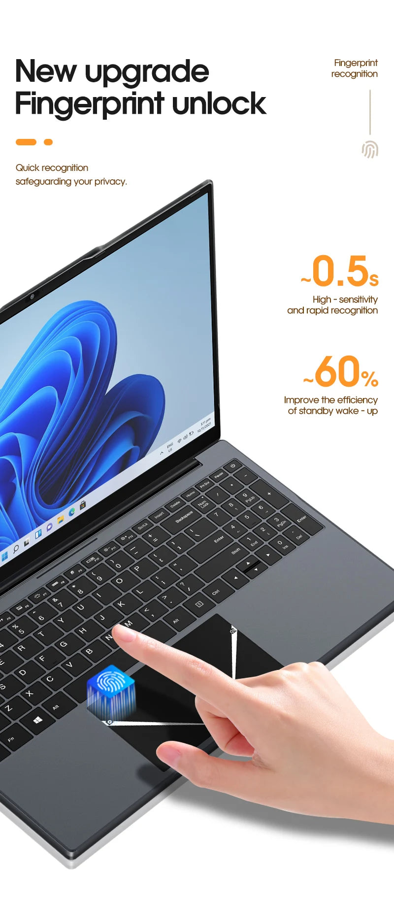 15.6" Ultra Slim Laptop 16GB RAM 512GB SSD Intel N5095 Notebook 1920*1080 FHD Screen Windows 10 Office Study Portable Computer