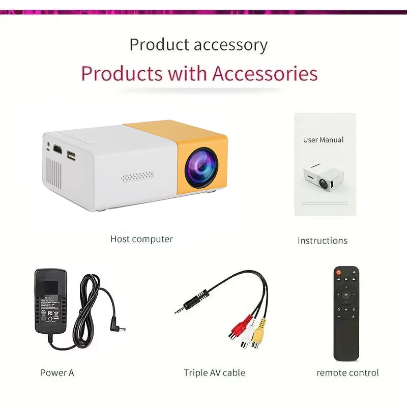 New Projector for Home Use 4K Ultra HD Mobile Phone Wall Projection, Dormitory, Bedroom, Living Room, Home Cinema Projector