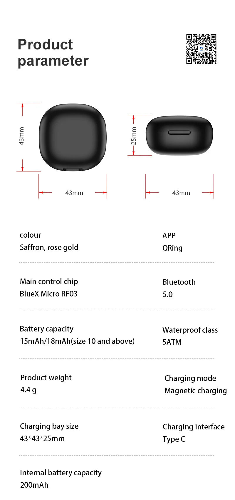 Xiaomi MIJIA Smart Ring With Charging Case Health Monitor Sleep Distance Calories IP68&5ATM Waterproof Multi-sport Men Women NEW