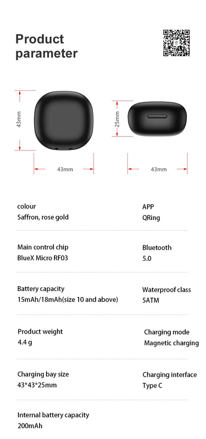 Xiaomi MIJIA Smart Ring With Charging Case Health Monitor Sleep Distance Calories IP68&5ATM Waterproof Multi-sport Men Women NEW