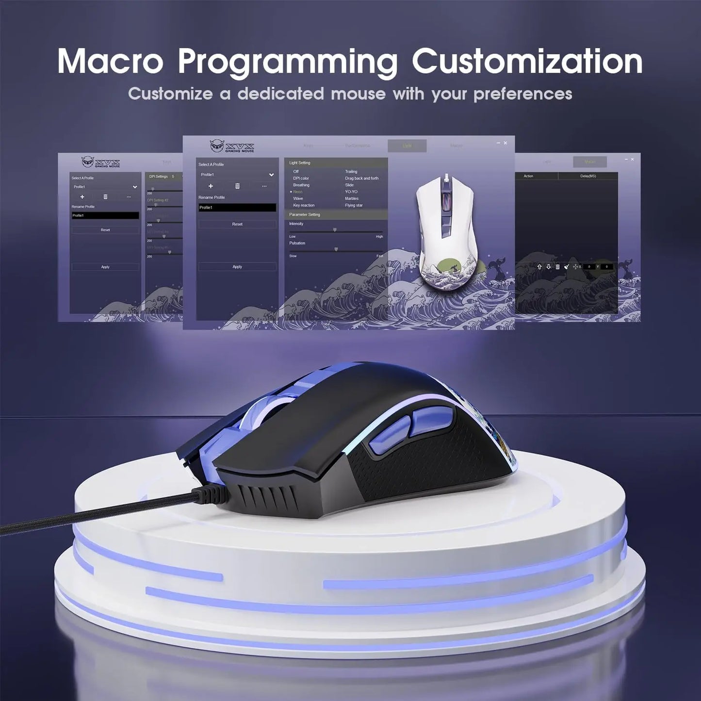 XVX Wired Gaming Mouse 12000 DPI RGB Gaming Mouse with 12 Backlit Modes &7 Macro Buttons PC Gaming Mouse