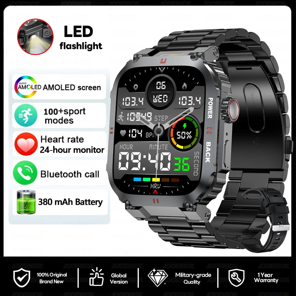 Men's Outdoor Sports Bluetooth Call Smart Watch 1.91 Inch Full Screen Touch Flashlight 110+ Sport Mode Smartwatch 2025 New