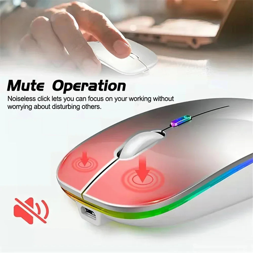 New Gaming Mouse Wireless Bluetooth Dual Mode Silent Rechargeable USB 2.4G DPI 1600 Optical Ergonomics Suitable for Laptops