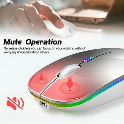New Gaming Mouse Wireless Bluetooth Dual Mode Silent Rechargeable USB 2.4G DPI 1600 Optical Ergonomics Suitable for Laptops