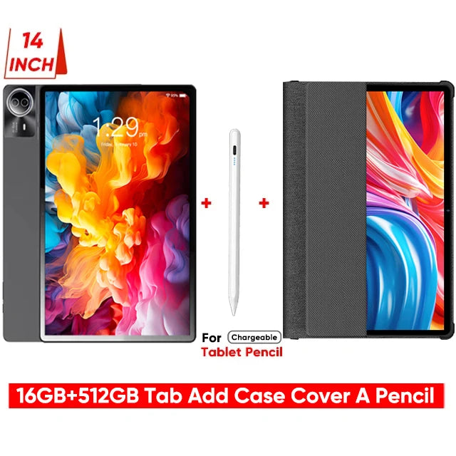 Latest  Large Screen 14 Inch Tablet Pc Android 14 tablet 16+512GB Phone Call BT 5G WiFi Pad For Educational/Sheet music/Kitchen