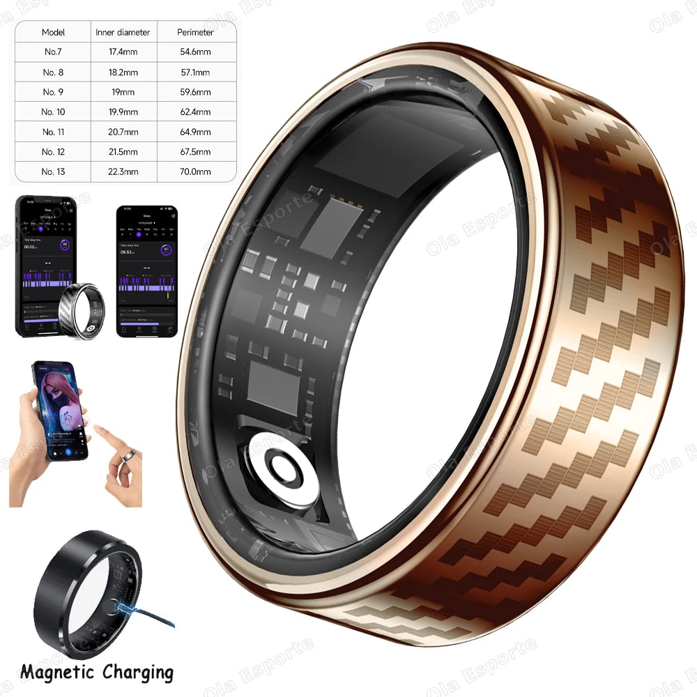 Smart Ring Lnformation Flashing Prompt Multiple Sports Modes Waterproof Fitness Rings Pedometer For Men Women Health Monitoring