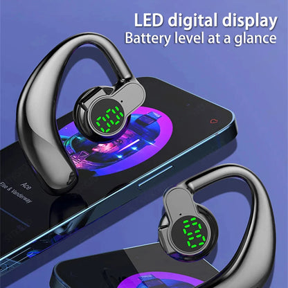 ‌Open-Ear Wireless Earphones Bluetooth 5.4 -Bone Conduction ENC Noise Cancelling with LED Display for Sports/Driving/Gaming ‌