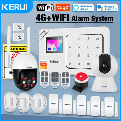 KERUI NEW 4G/WiFi Home Alarm System Tuya Smart Home Sesurity Alarm Wireless Burglary Protection PIR Motion Sensor APP Control