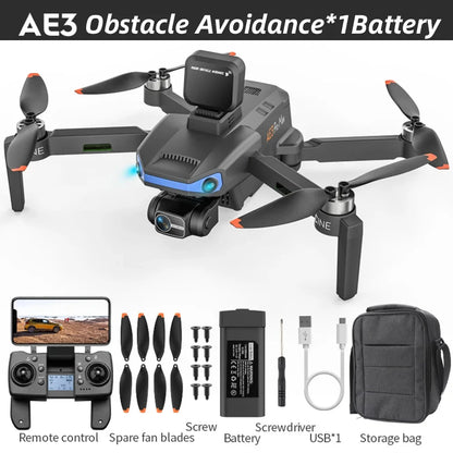 AE3 Pro Max Professional Drone With Screen 360° Obstacle Avoidance Brushless  8K Dual Camera 3-Axis Gimbal Quadcopter FPV dron