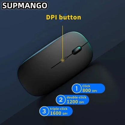 Wireless gaming mouse, quiet and magical, suitable for laptops and tablets, with battery powered and rechargeable versions