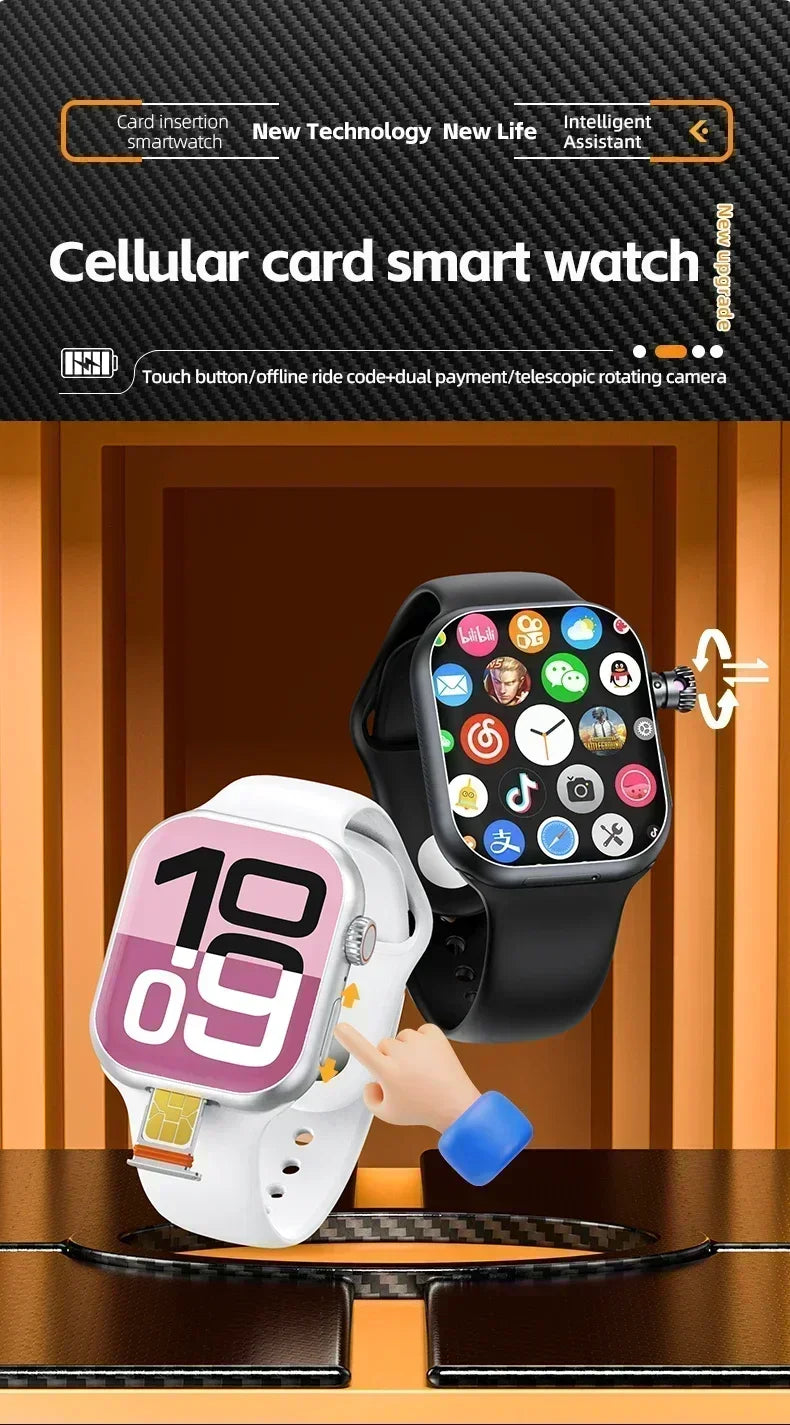 Smart 5G Smartwatch 2.29 Inch AMOLED Display 180 Degree Rotating Camera SIM Card WiFi GPS Video Calling Worldwide Version