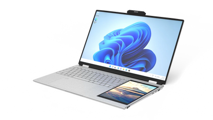 CRELANDER Intel N100 Notebook 15.6 " 2K +7" Touch Screen Quad Core 16GB WIFI Windows11 Portablet PC Computer Dual Screen Laptop