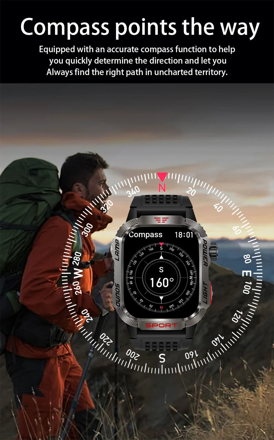 For Huawei GPS Outdoor Sport LED Light Smartwatch Men 600mAh Large Battery Cash Verification Function Bluetooth Call Smart Watch