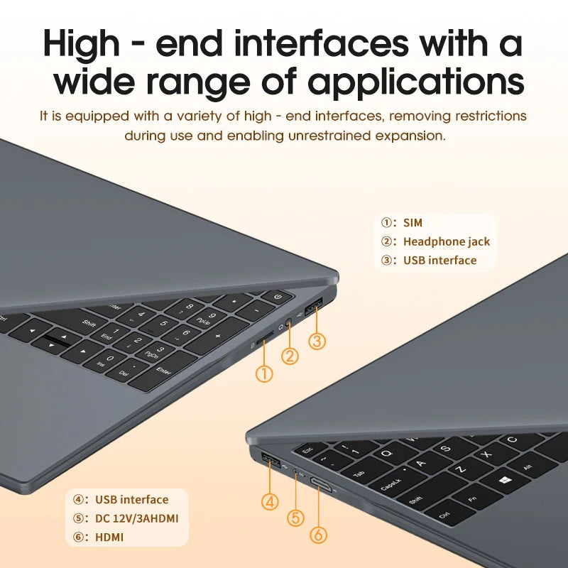 15.6" Ultra Slim Laptop 16GB RAM 512GB SSD Intel N5095 Notebook 1920*1080 FHD Screen Windows 10 Office Study Portable Computer