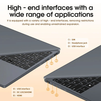 15.6" Ultra Slim Laptop 16GB RAM 512GB SSD Intel N5095 Notebook 1920*1080 FHD Screen Windows 10 Office Study Portable Computer