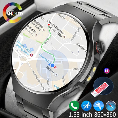 2025 New Outdoor Sports Smart Watch Men Riding Running Fitness IP68 Waterproof LED Lights Bluetooth Call Smartwatches