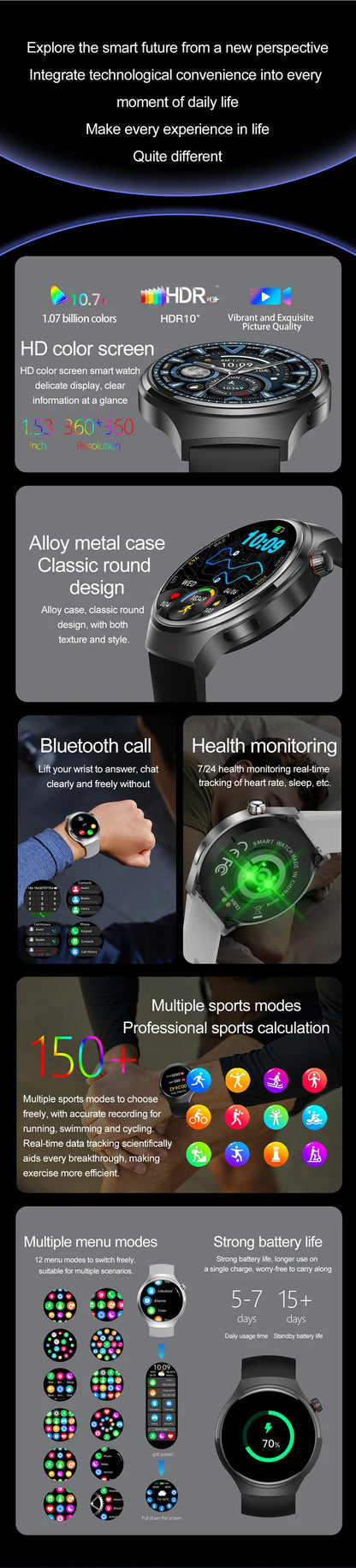 2025 New Watch 4 New Bluetooth Call Smartwatches Men 150+ Sports Mode Health Monitoring AI Voice Assistant Smart Watch IOS