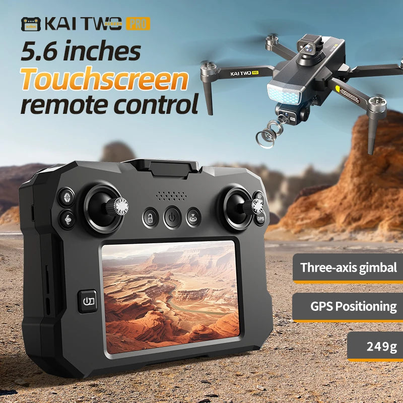 2025 KAITWO three-axis gimbal 5.6-inch touchscreen version with all-round laser obstacle avoidance, GPS optical flow positioning