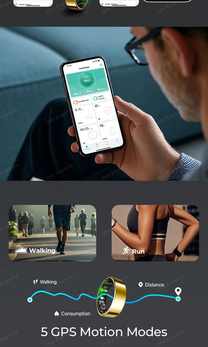 New Smart Ring 5ATM&IP68 Waterproof Rings Man Health Monitoring Heart Rate Sleep Monitor GPS Motion Sport Tracker Smartring 2025