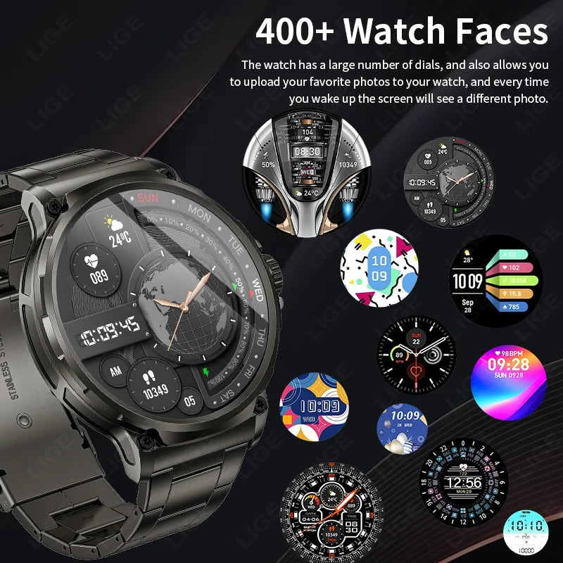 LIGE 1.85 Inch Smart Watch Men 710mAh Battery Long Standby Bluetooth Call Smartwatch New Fitness Watch Sport Tracker Andriod IOS
