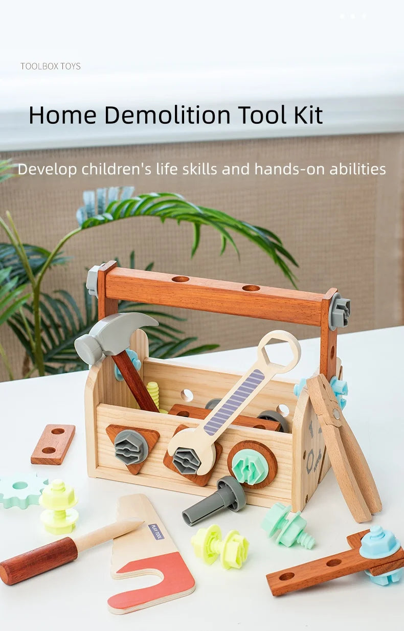 Wooden Tool Toy Set Includes a variety of tools like hammers and wrenches Kids can pretend to be little craftsmen and have a bla