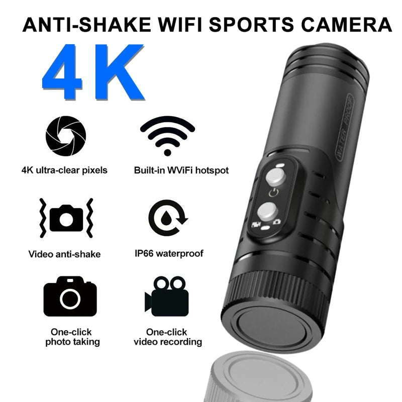 Anti Shake Shotgun Camera 4K 1080P Outdoor Hunting Camera Sport DV WiFi Motorcycle Bike Helmet Camera Action Cam With Flashlight