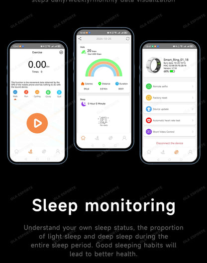 2025 Smart Ring with Display Screen and Touch, Wireless Charging, Health Manager, 5 ATM Waterproof For Men Women Rings R12 R11