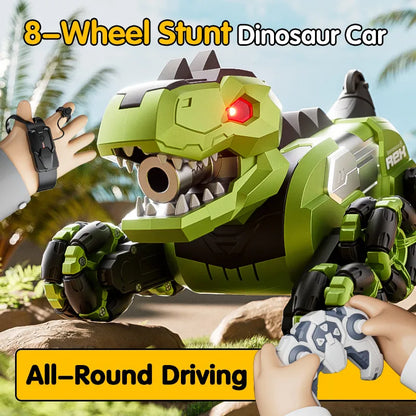 Y12 New Remote Control Dinosaur Stunt Car RC Drift Car Spray Mist Articulated Arms Transforming 8WD Off-Road Vehicle Toy for Kid