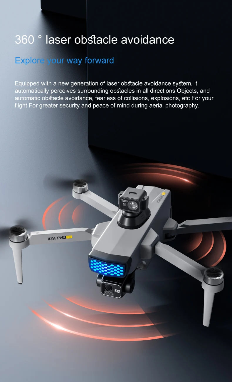 KAITWO Pro GPS Drone HD Camera Aerial Photography FPV 4K 3-axis Anti-shake Gimbal Brushless Obstacle Avoidance Quadcopter Toys ﻿